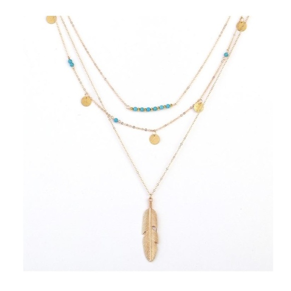 4 for $20 Multi-layered Feather Boho Necklace - Picture 3 of 6